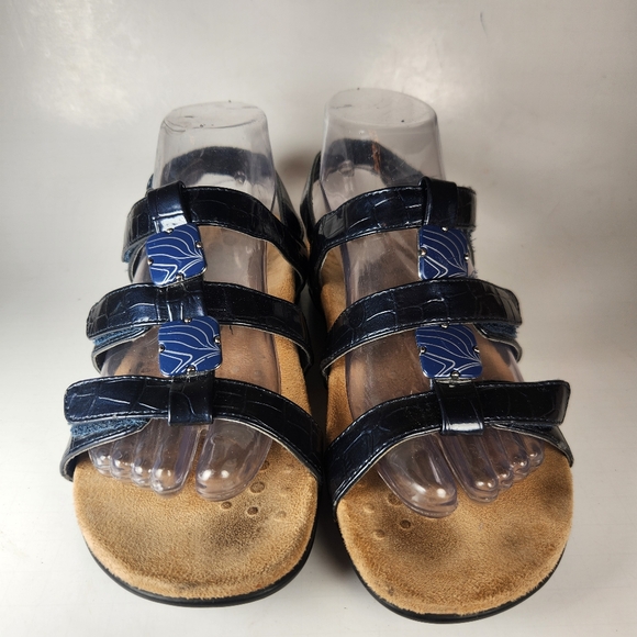 VIONIC Women's Amber Sandal 39 / 7 Blue Leather Strappy Comfort Orthotic Shoes - Picture 3 of 11